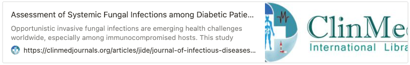 Assessment of Systemic Fungal Infections among Diabetic Patients in Enugu, Nigeria