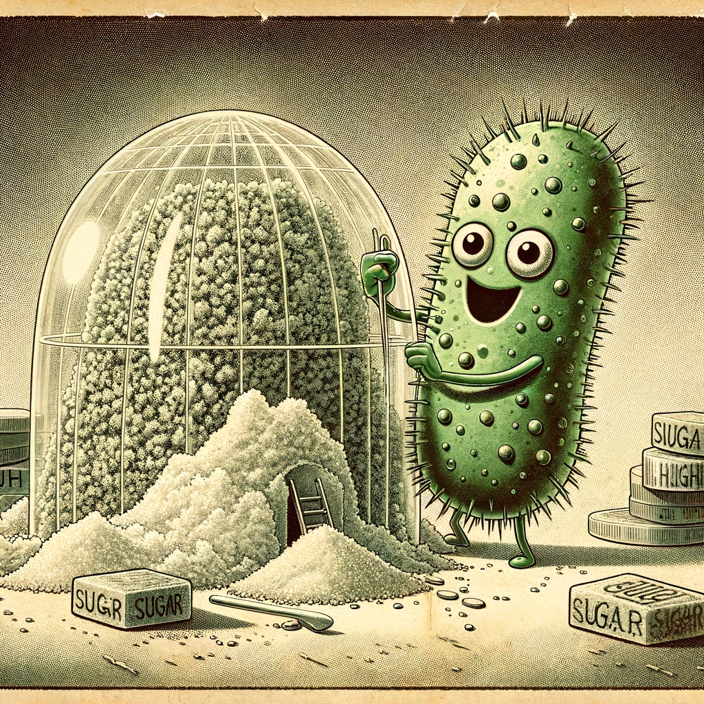 cartoon of Sugar impact on Bioflim